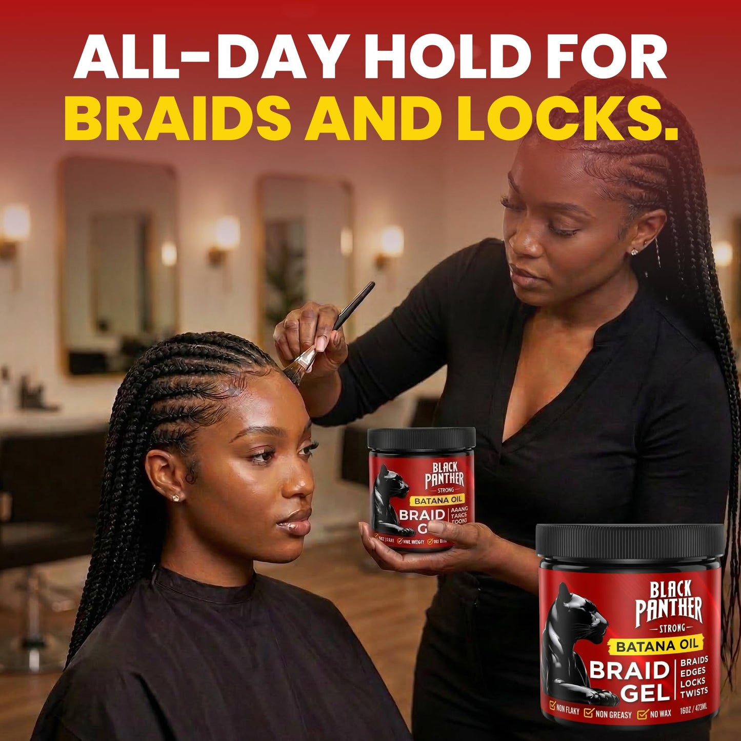 Black Panther Batana Oil Braid Gel | 2-in-1 Non Flaky, Non Greasy, No Wax No Sulfates No Parabens, Perfect for Braids, Edges, Locks, & Twists | 16 oz Beauty & Personal Care BLACK PANTHER STRONG DIAMOND EDGES
