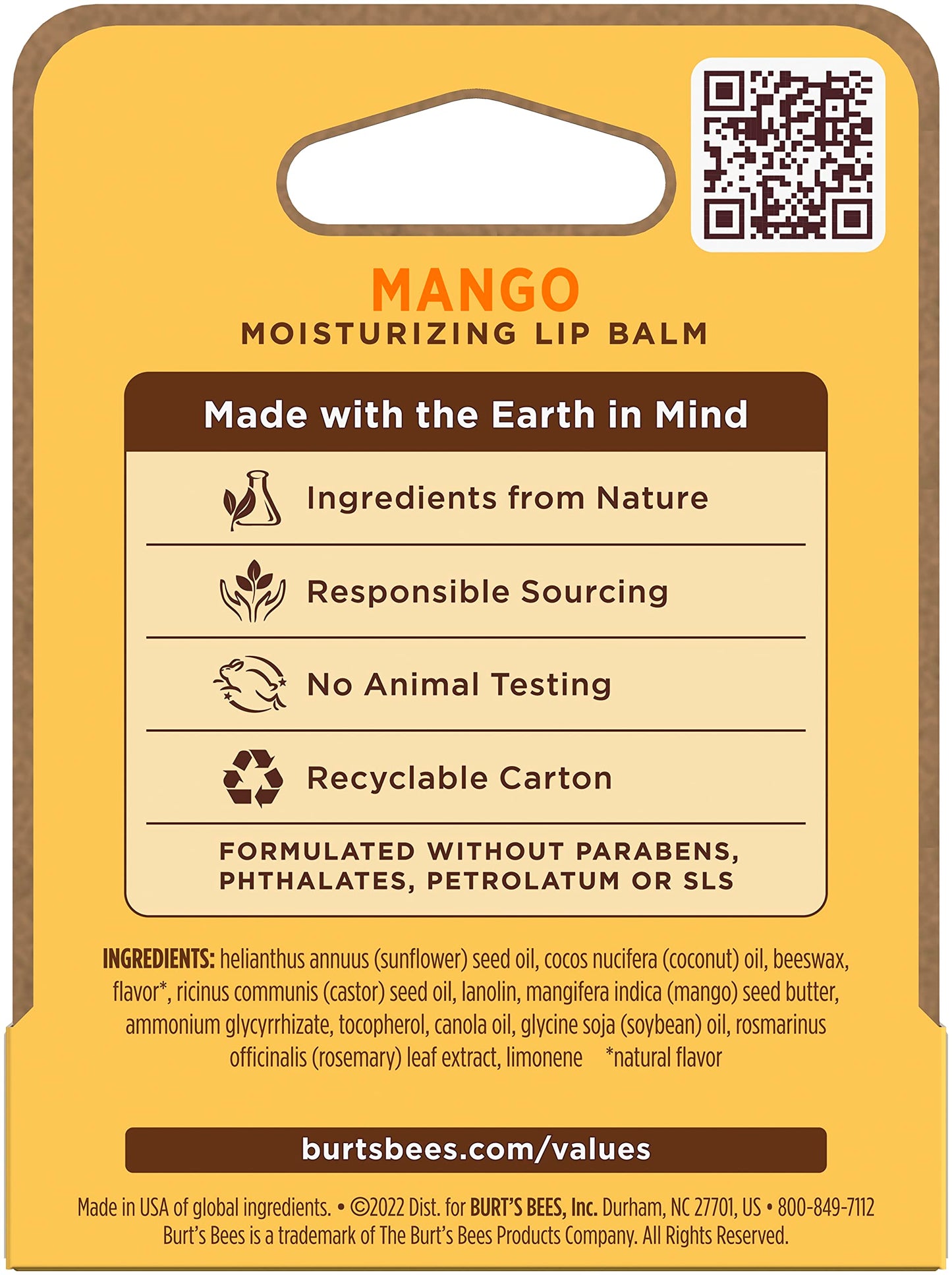 Burt's Bees Mango Moisturizing Lip Balm 0.15 oz Beauty & Personal Care Burt's Bees