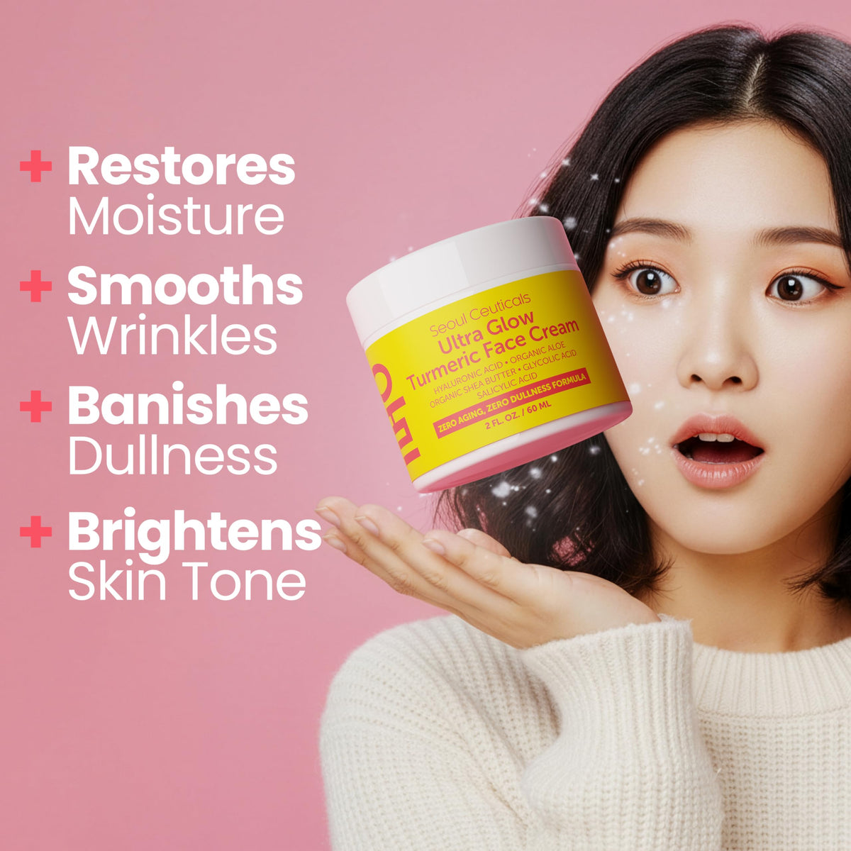 SeoulCeuticals Korean Skin Care Turmeric Cream - Face Moisturizer for Dull Dry Skin - Korean Skincare K Beauty for Glass Skin 2oz Beauty & Personal Care SeoulCeuticals