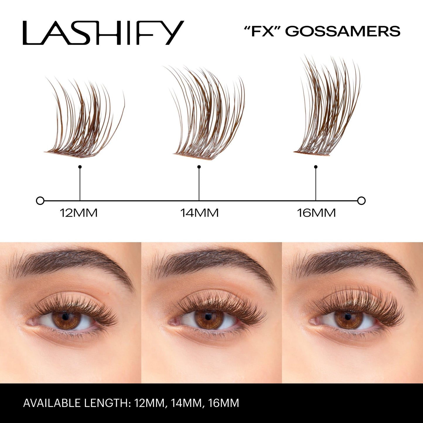 Lashify Fluffy FX 12mm Gossamer DIY Eyelash Extensions Refill, For The Most Curliest and Fluttery Appearance, Chocolate Color, Easy False Lashes Beauty & Personal Care Lashify