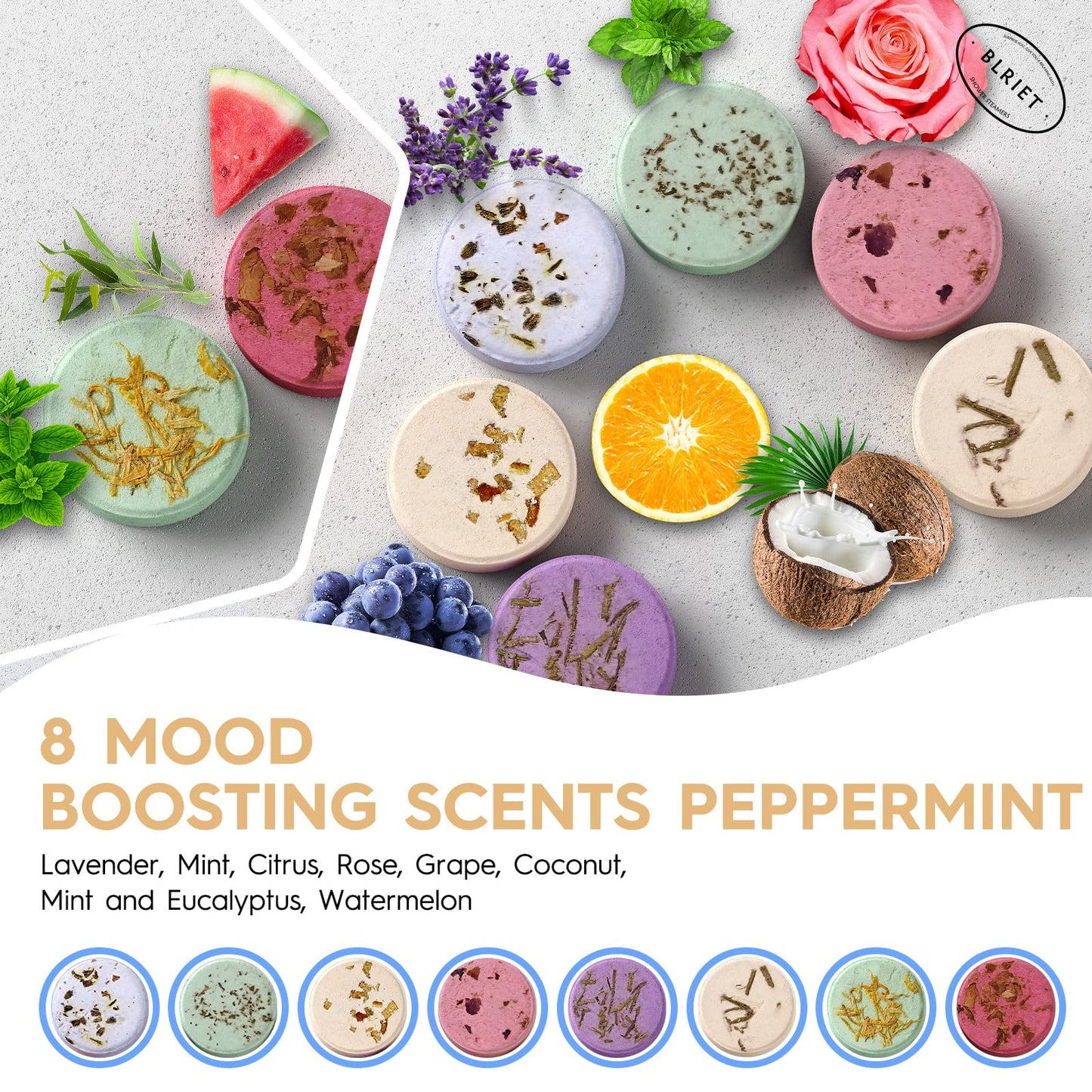 Shower Steamers Aromatherapy Mothers Day Gifts 8 Pack Shower Bombs Fruit Scents with Essential Oils, Birthday Gifts for Girlfriend, Her, Men, Mom Beauty and Personal Care BLRIET