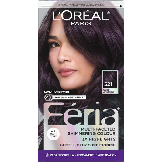 L’Oreal Paris Feria Multi-Faceted Shimmering Permanent Hair Color, 521 Cool Amethyst, Pack of 1 Hair Dye Kit Beauty & Personal Care L'Oreal Paris