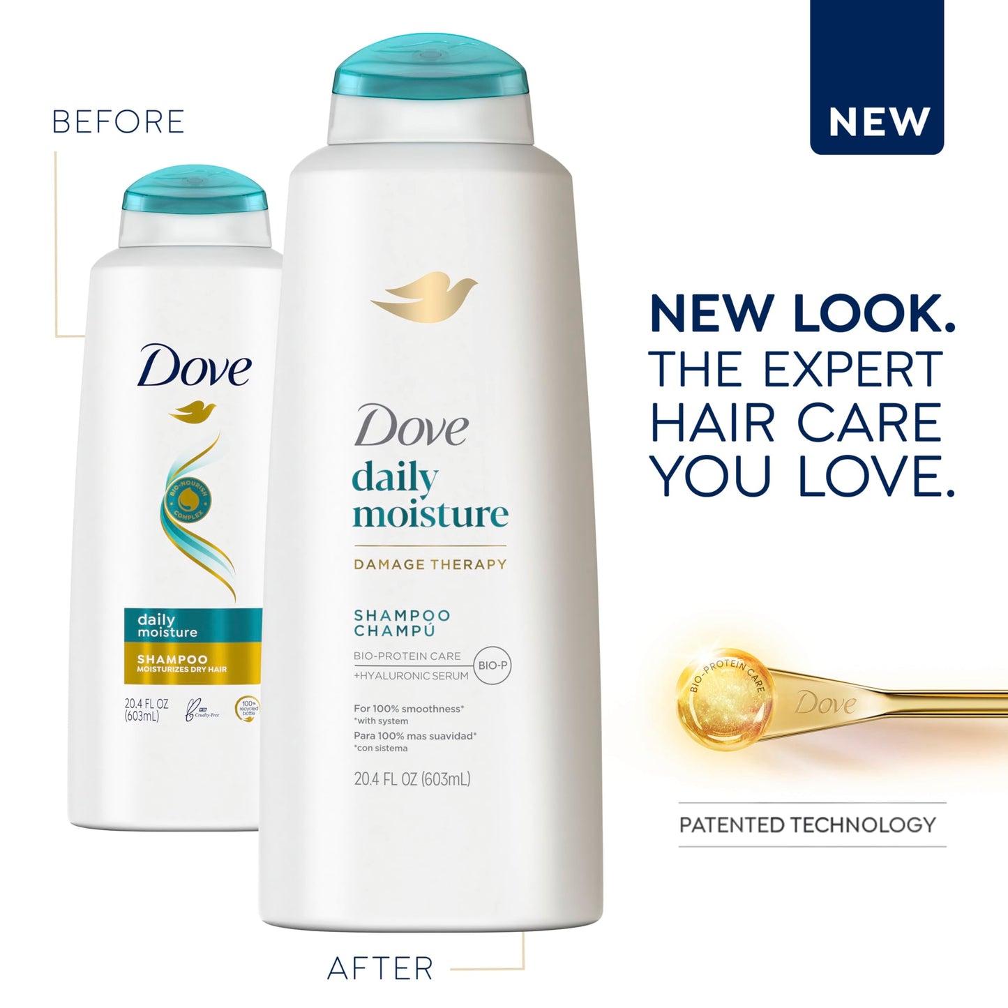 Dove Damage Therapy Shampoo Daily Moisture for Dry Hair Shampoo with Bio-Protein Care 20.4 fl oz Beauty & Personal Care Dove
