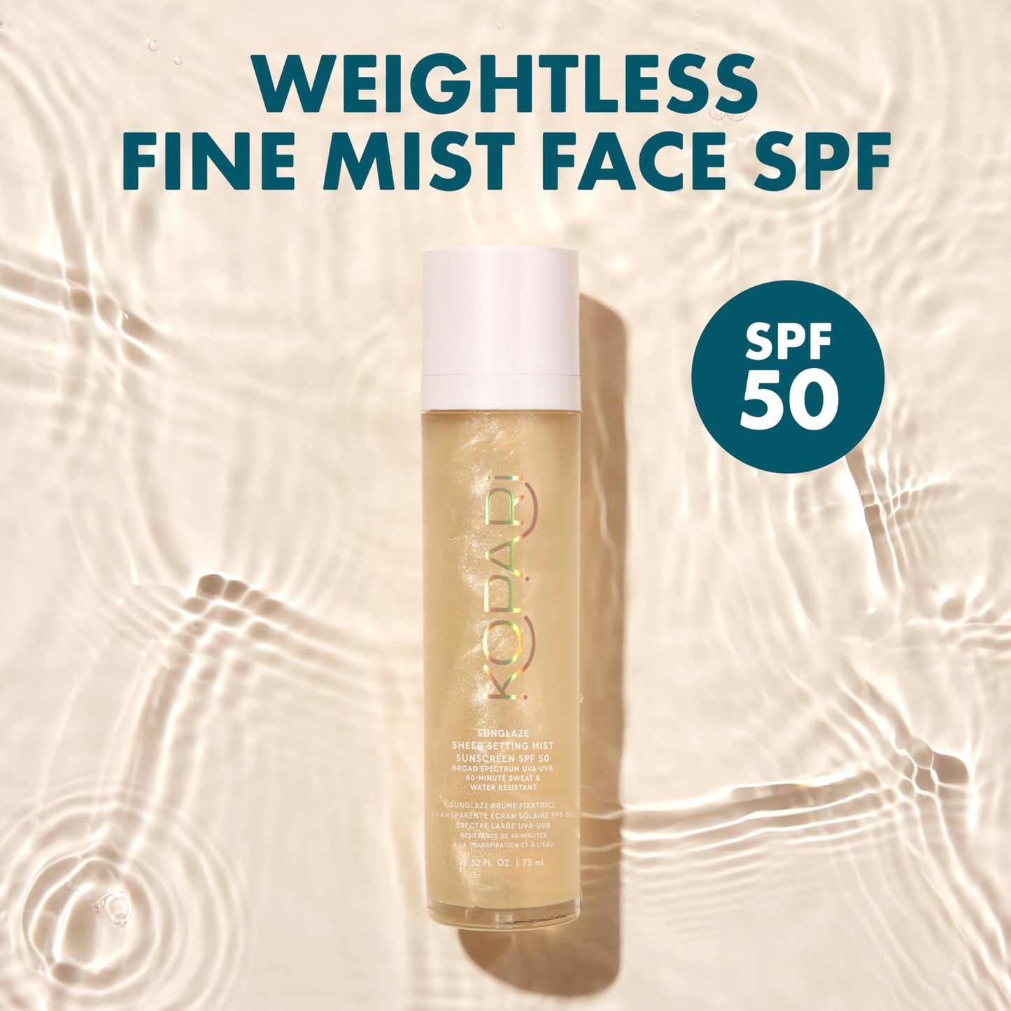 Kopari Sunglaze Sheer Setting Mist Sunscreen SPF 50, Weightless, Fast Drying, Ultra-Fine Setting Spray, Made With Hyaluronic Acid, Sets Makeup For A Beauty & Personal Care Kopari