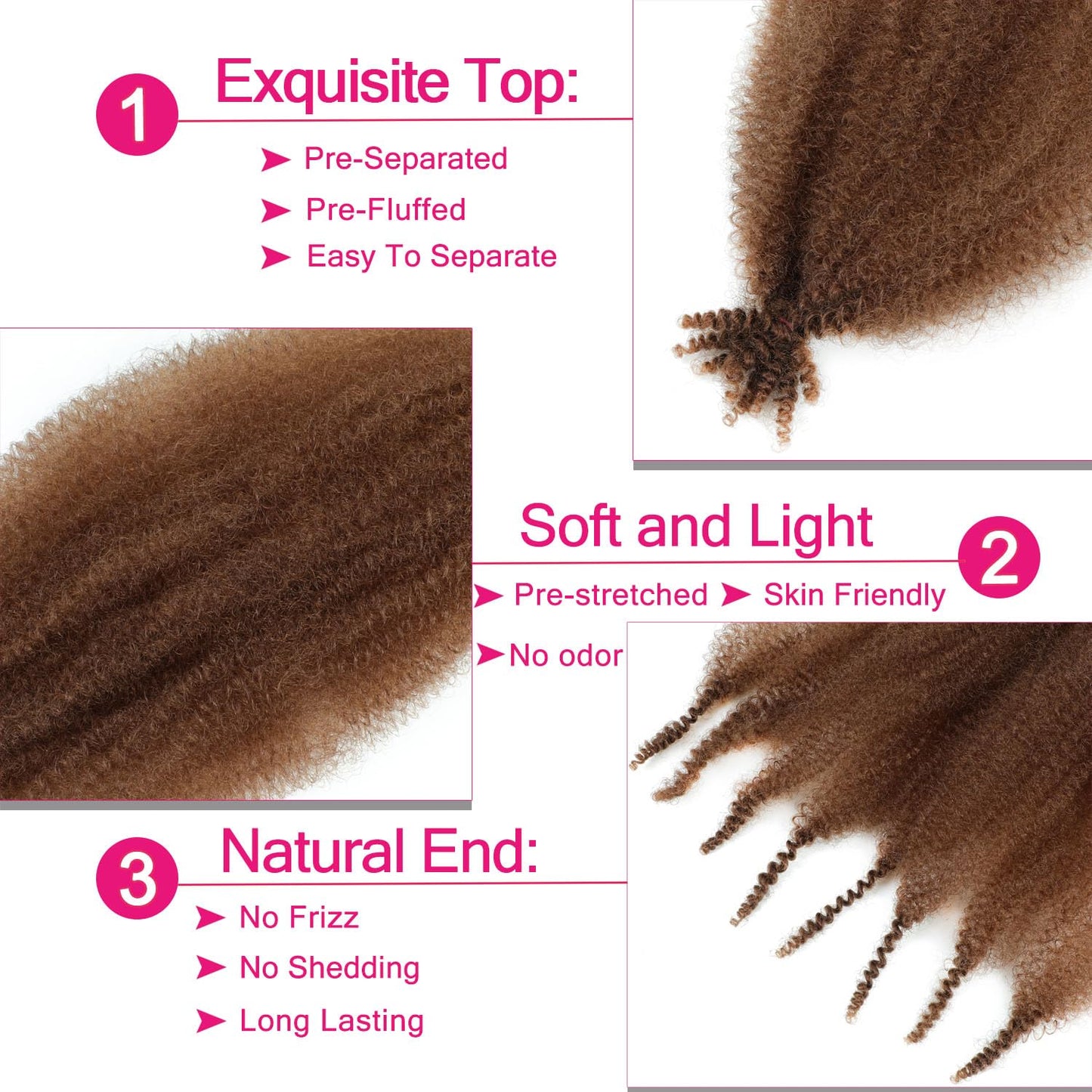 Afro Twist Hair 18 Inch 3 Packs, Springy Afro Twist Hair Pre Fluffed Spring Twist Hair Pre Separated Wrapping Hair for Soft Locs Hair Extensions (18 Beauty and Personal Care Hbegant