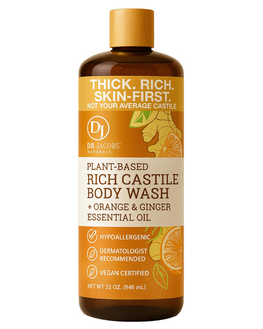Dr. Jacobs Naturals Pure Castile Soap Liquid Body Wash, Orange & Ginger - Plant Based Soap Infused with Vitamin E & Aloe Vera to Moisturize Dry Beauty & Personal Care DR.JACOBS NATURALS