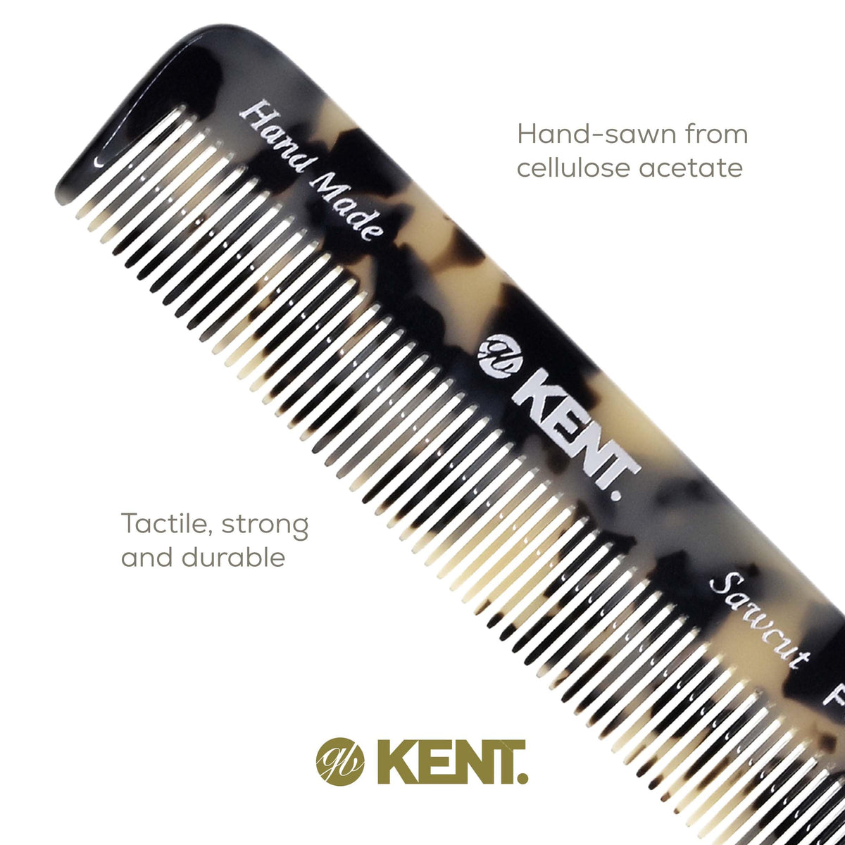 Kent FOT Tokyo White Fine Tooth Comb for Men - Handmade Pocket Comb for Travel, Styling, Fine or Thinning Hair, Mustache and Beard Care Handpolished