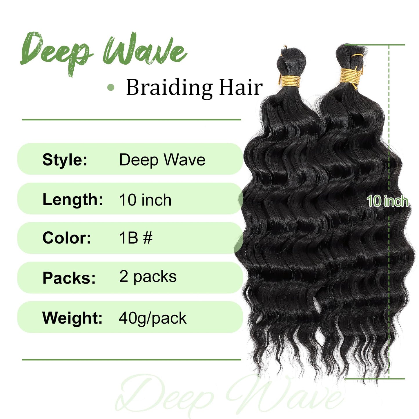 Eerya Long Curly Braiding Hair 10 Inch 2 Packs Ocean Wave Crochet Hair for Black Women Deep Wave Braiding Hair for Boho Braids(10inch,#1B) Beauty and Personal Care EERYA