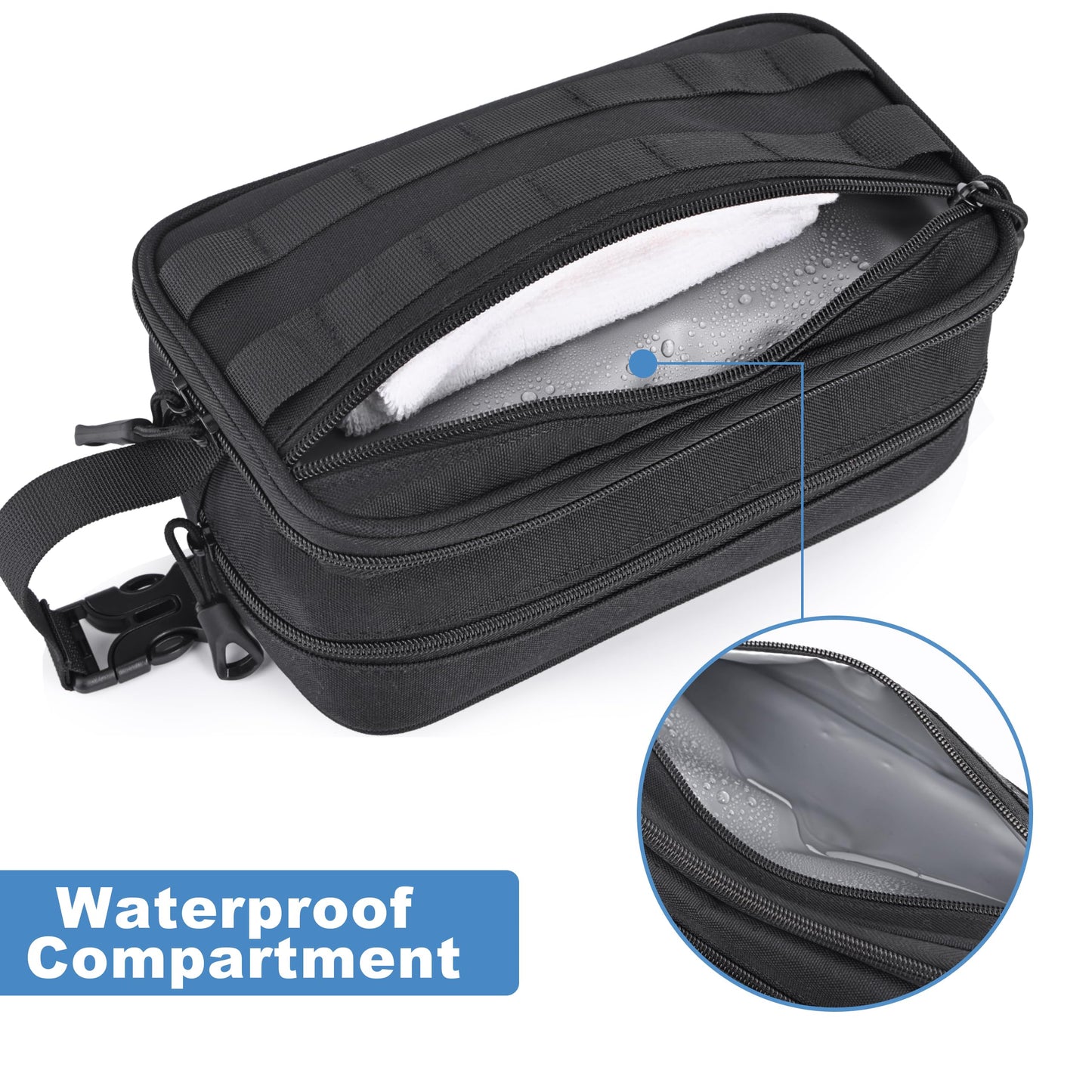 HILOMON Men's Toiletry Bag, Tactical Inspired Hygiene Shaving Bath Shower Grooming Toiletries Bag for Men Water-resistant Dop Kits for Travel Beauty and Personal Care HILOMON
