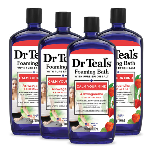 Dr Teal's Foaming Bath with Pure Epsom Salt, Ashwagandha, 34 fl oz (Pack of 4) Beauty and Personal Care Dr Teal's
