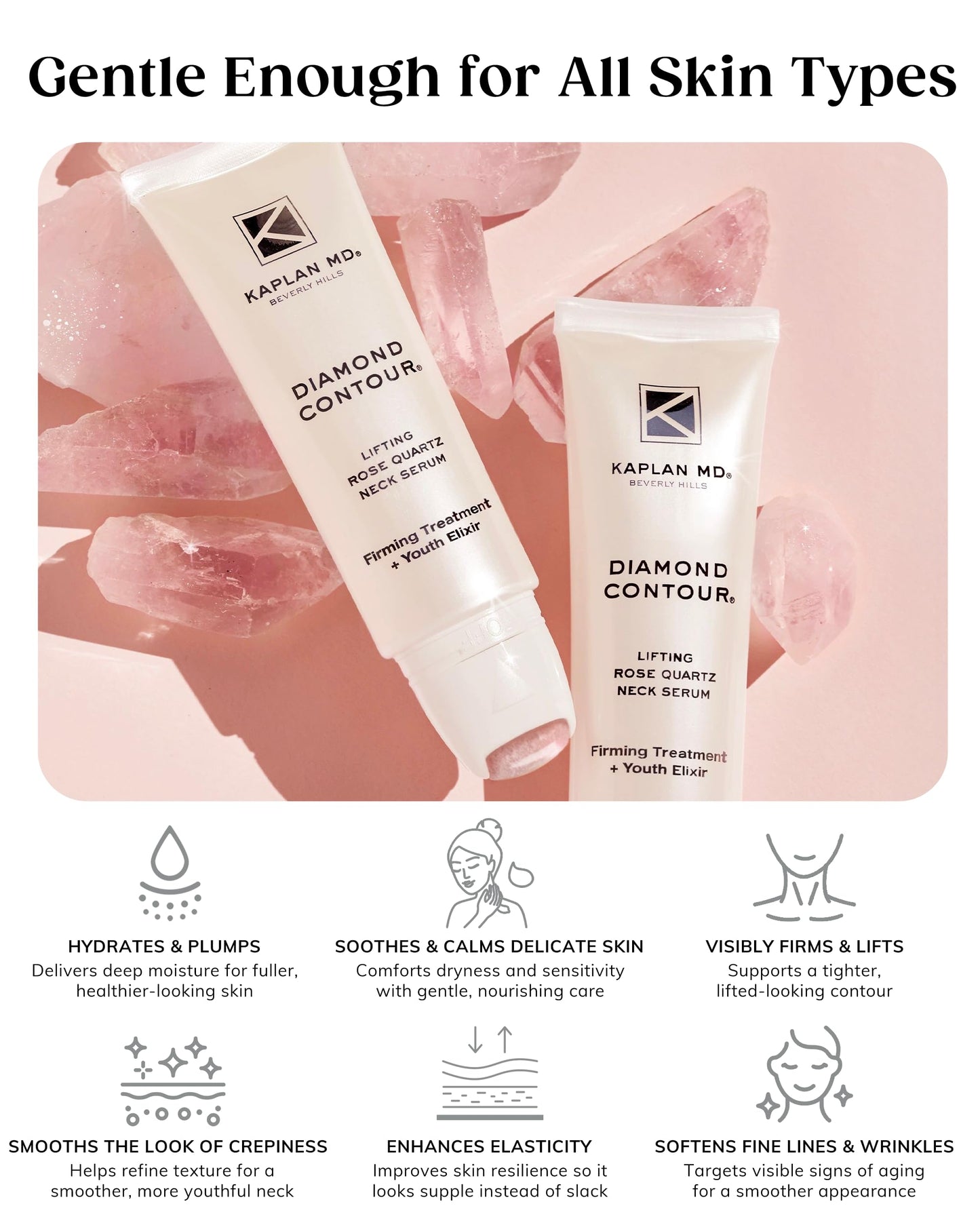 KAPLAN MD Lifting Neck Serum - Anti-Aging Lifting Rose Quartz Serum with Crushed Diamonds, Organic Extracts & Fermented BioActive Complex Beauty & Personal Care KAPLAN MD