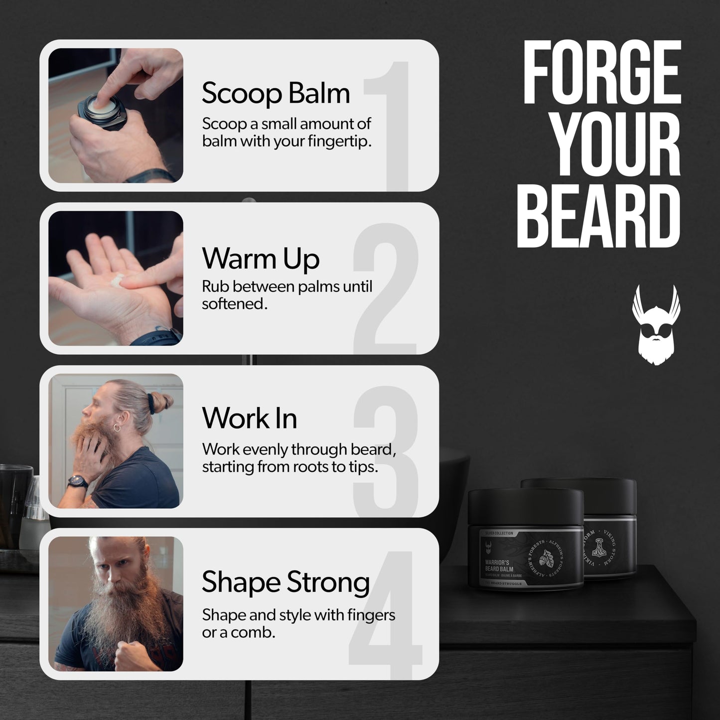 The Beard Struggle Warrior’s Beard Balm - Silver Collection, Viking Storm - Non-Greasy Low-Hold Formula, Luxurious Cologne-Grade Fragrances 100% Beauty and Personal Care The Beard Struggle