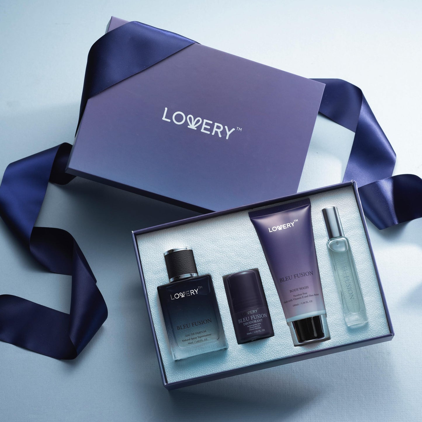 Blue Fusion Perfume for Men, Mens Cologne Set 4 in 1 Perfume Set & Colognes Gift Set - 4 Piece Parfum, Antiperspirant Deodorant Stick, Body Lotion Beauty & Personal Care LOVERY