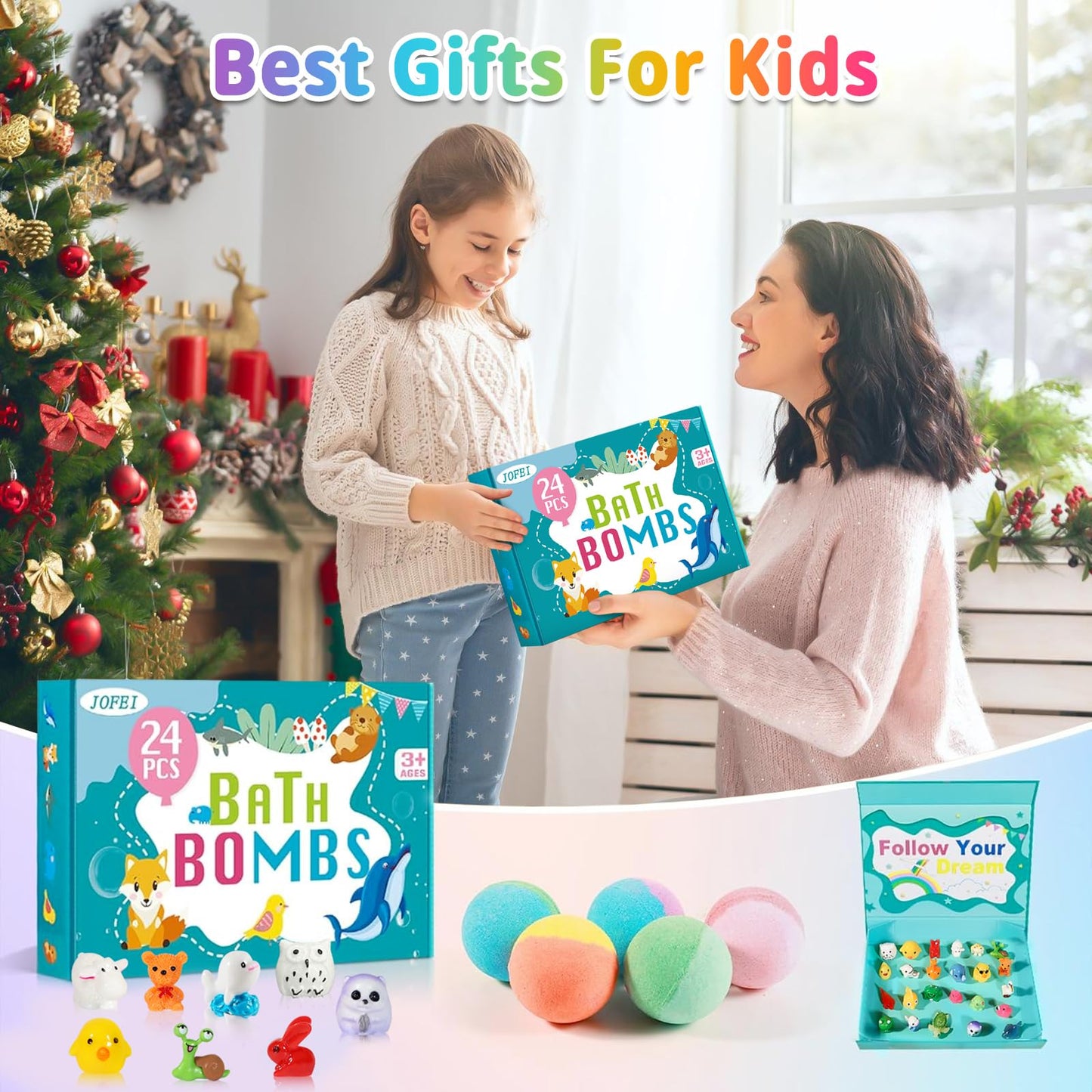 Bath Bombs for Kids with Surprise Inside, 24 Pack Kids Bath Bombs with Toys Inside Gift Set, Kid Bubble Bath Fizzy for Girls Boys with Bath Toys Beauty and Personal Care JOFEI