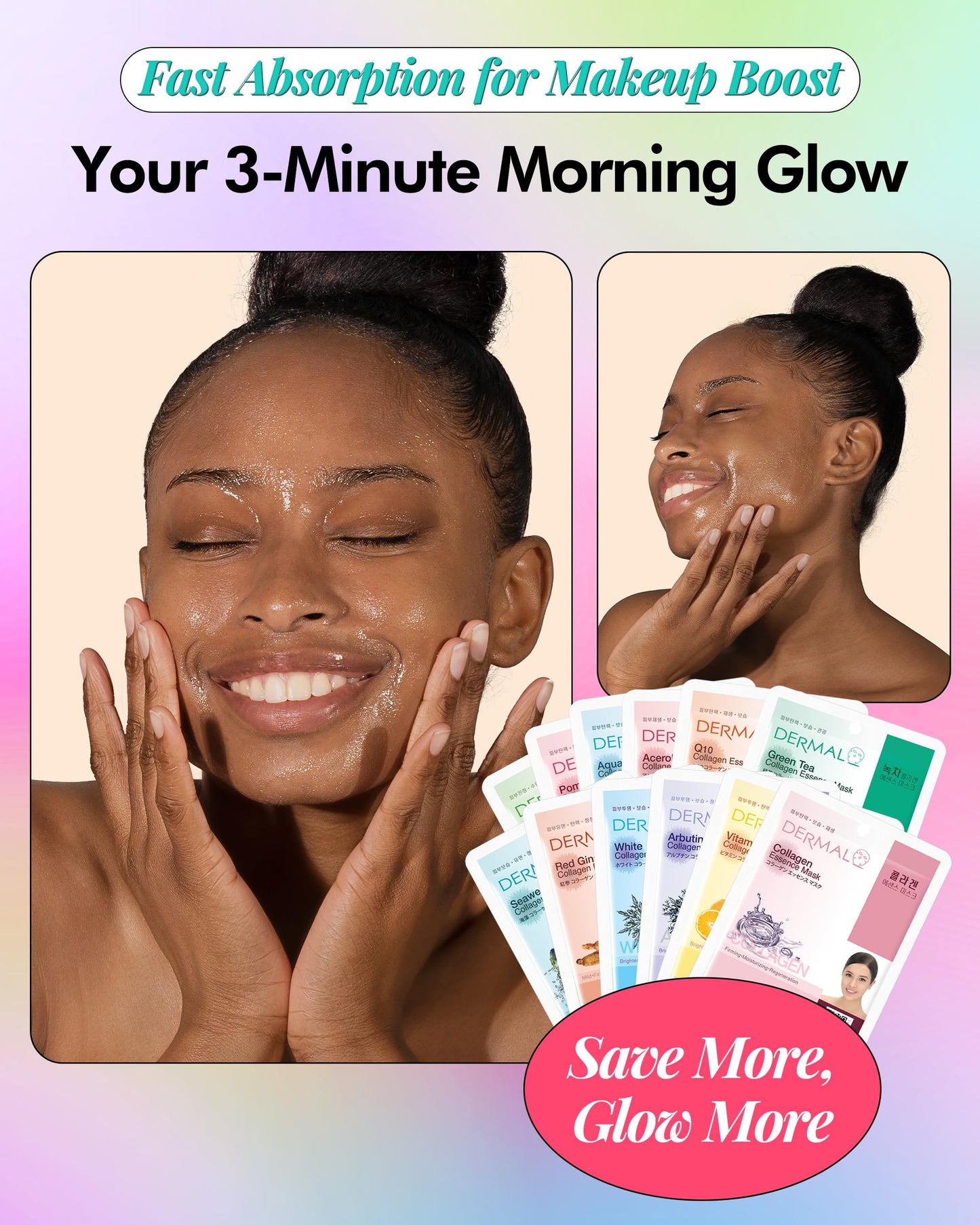 DERMAL 24 Combo Korean Essence Sheet Mask Variety Pack, Collagen & More Beauty and Personal Care DERMAL