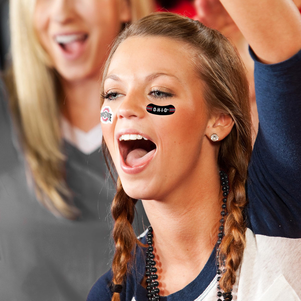 Rico Industries NCAA Ohio State Buckeyes Peel & Stick Temporary Tattoos - Eye Black - Game Day Approved!