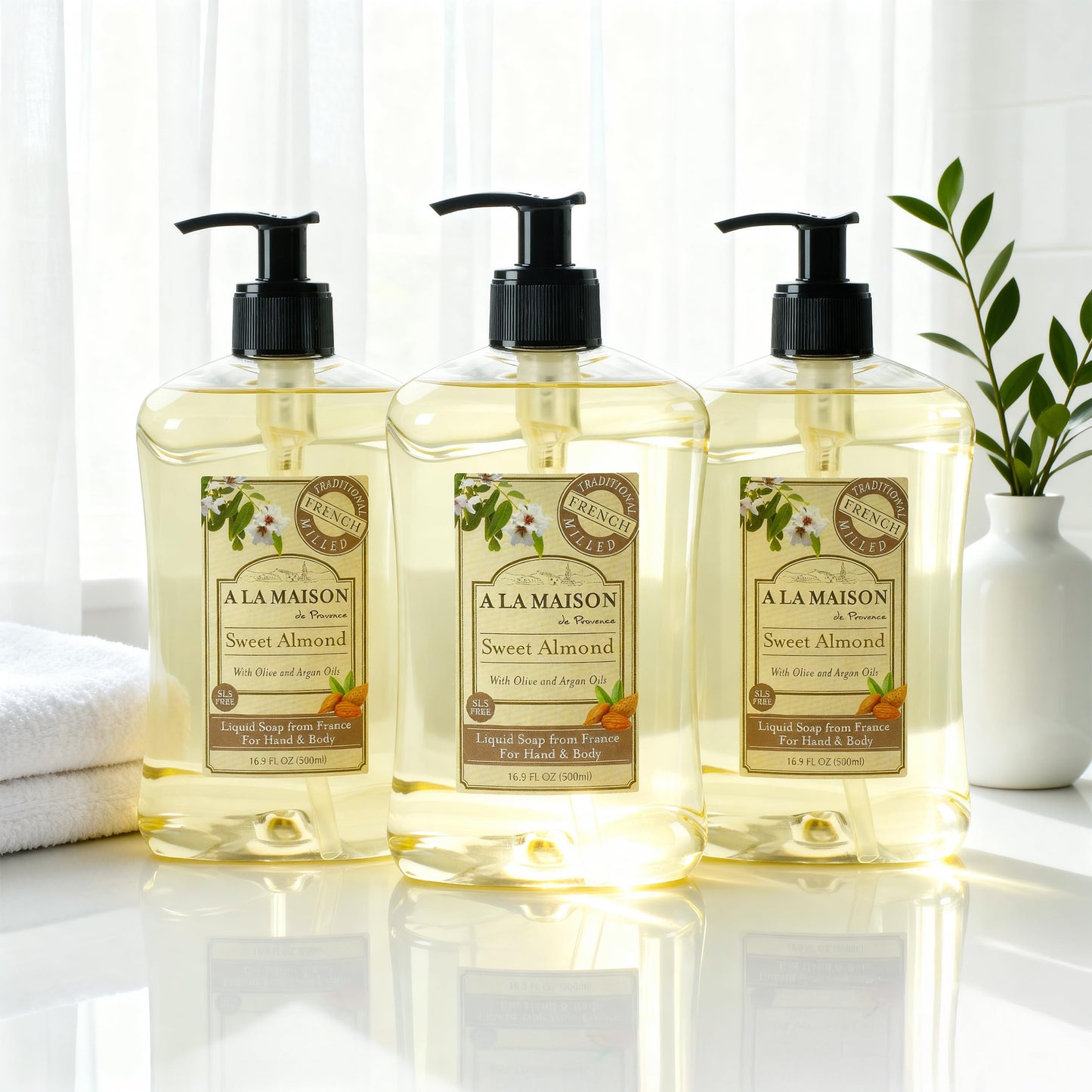 A LA MAISON French Liquid Hand Soap, Almond - Natural Hand Wash Made with Essential Oils - Biodegradable, Plant-Based, Vegan, Cruelty-Free, Alcohol Beauty & Personal Care A LA MAISON
