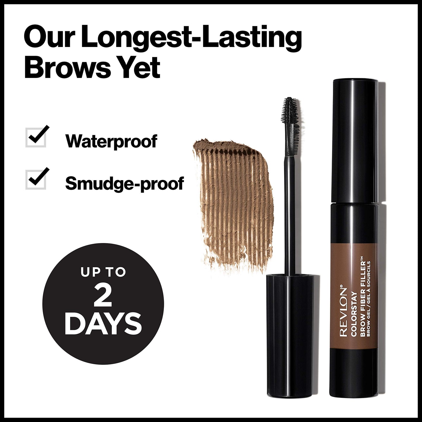Revlon ColorStay Brow Fiber Filler, Longwearing & Volumizing Waterproof Eyebrow Gel, 303 Medium Brown, 0.23 fl. oz. Beauty & Personal Care REVLON