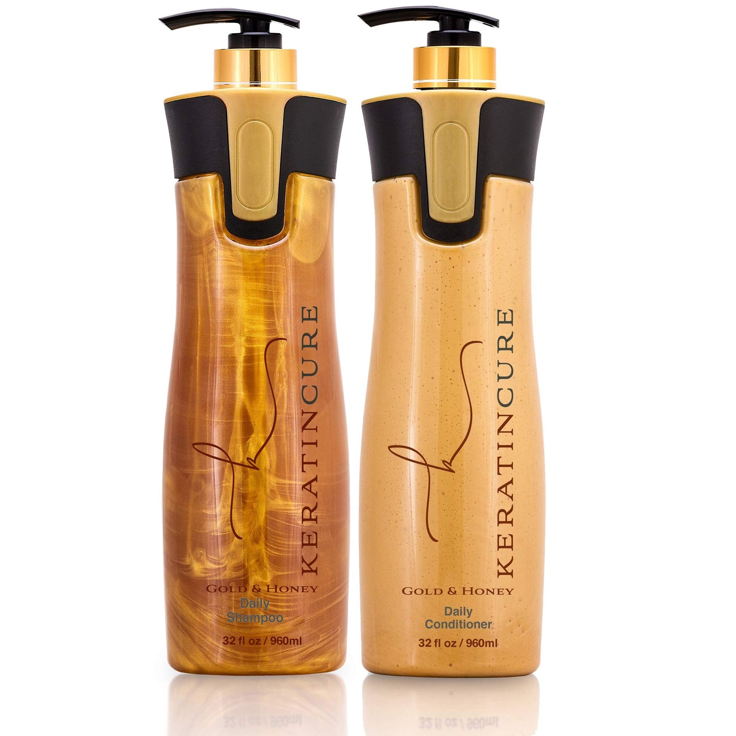 Keratin Cure Brazilian Gold and Honey daily use Shampoo Conditioner Set Bio with Argan oil SULFATE FREE protect Color Enhance Hair Growth (960ml/ 32 Beauty & Personal Care Keratin Cure