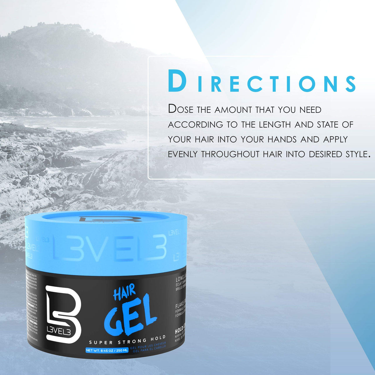 L3 - Hair Gel - Super Strong Hold - Flake Free - Long Lasting Shine - For Men and Women - Level 3 Gel - Add Volume and Texture - 16.9 Ounce Beauty & Personal Care L3