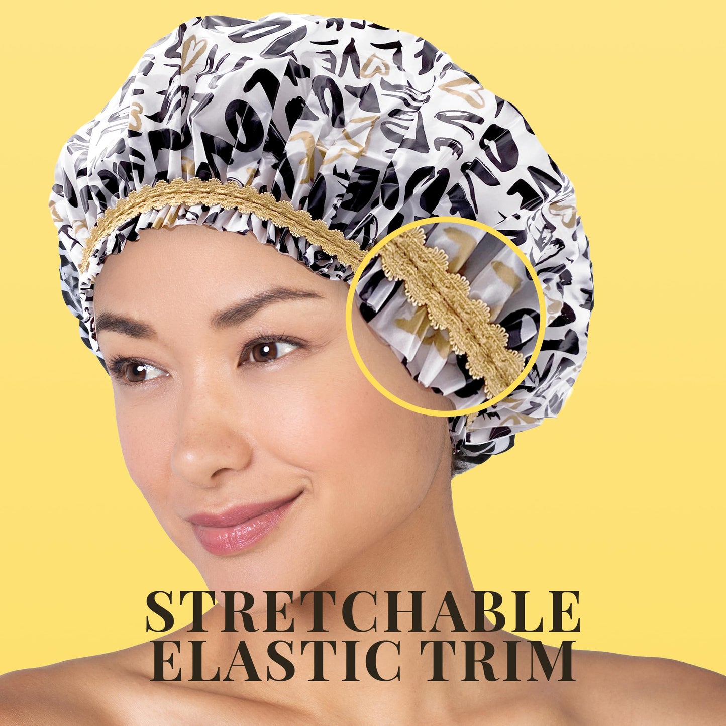 Betty Dain Hipster Collection Shower Cap, Waterproof, Frosted PEVA Material, Oversized Design Perfect for Every Hair Length, Elasticized Hem, True Beauty and Personal Care Betty Dain