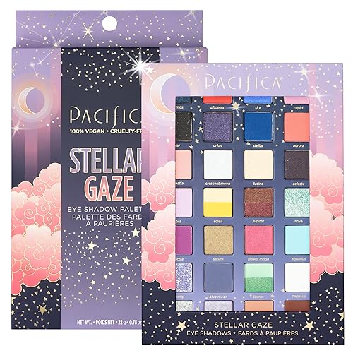 Pacifica Stellar Gaze Eye Shadow Palette - 28 Shades Mineral Eye Shadow Face Makeup Blendable Pigmented Dreamy Pastels, Neutrals, Matte Shimmer… Beauty & Personal Care Pacifica