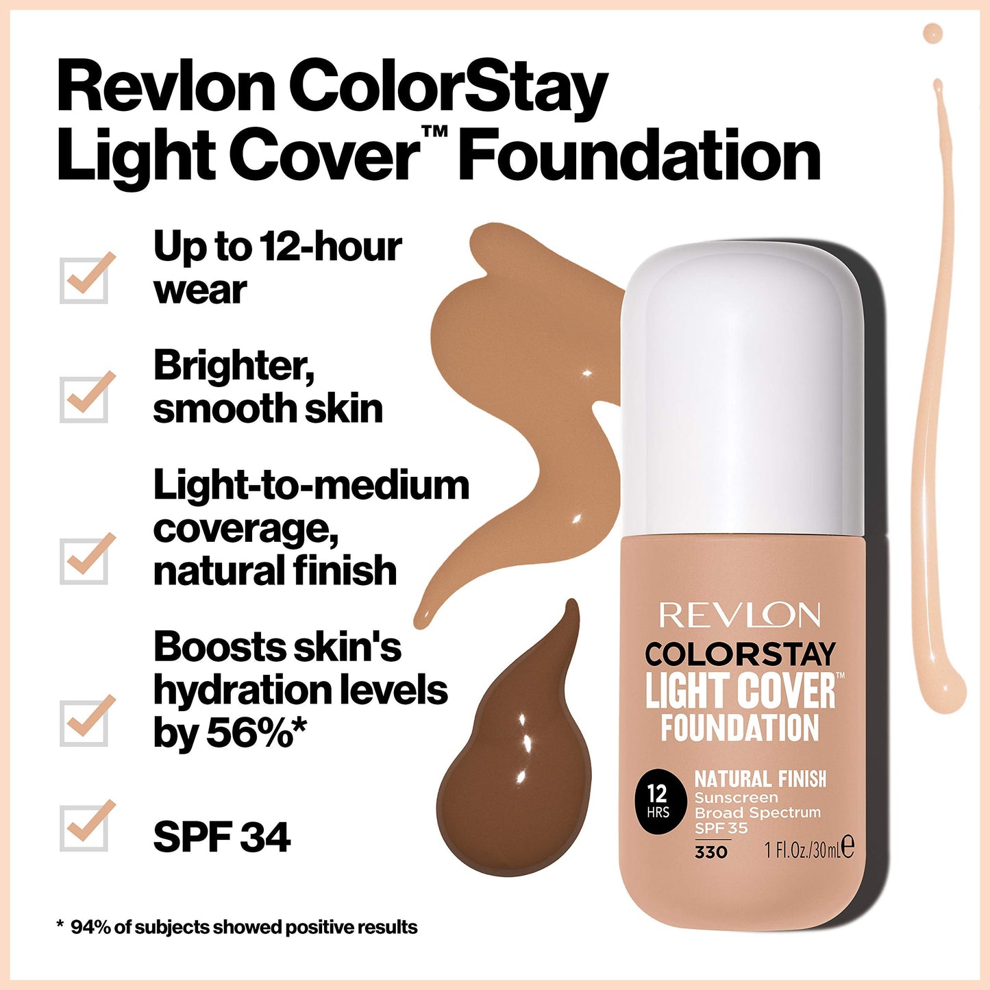 Revlon ColorStay Light Cover Liquid Foundation, Hydrating Longwear Weightless Makeup with SPF 35, Light-Medium Coverage for Blemish, Dark Spots Beauty & Personal Care REVLON