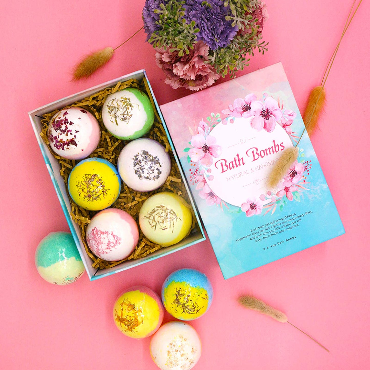 Bath Bombs, Bath Bomb Gift Set 6 x 4 OZ, Spa Bath for Christmas Valentines Birthday Gifts for Women, Kids, Wife, Moms (Tpye 01) Beauty and Personal Care JIAN YA NA
