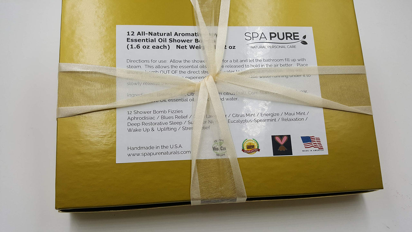 Spa Pure Aromatherapy Shower Steamers: Gold Box Rejuvenating Steamers Tablets, Bomb, Vaporizing Soothers Bath Melt for Women, Men (12 Count) Pack of 1 Beauty and Personal Care Spa Pure