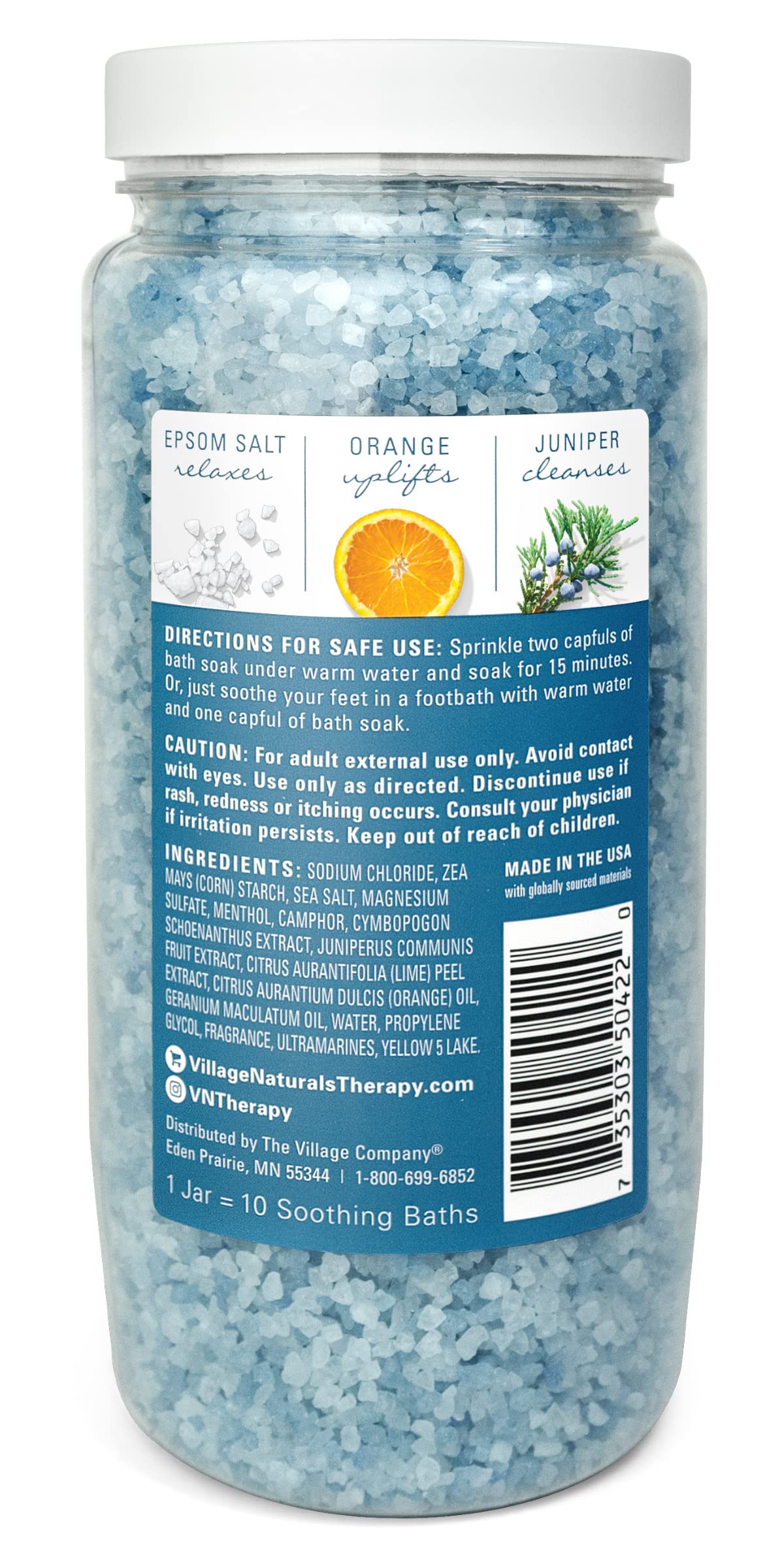 Village Naturals Therapy Tension Concentrated Mineral Bath Soak, Cedar Citrus Scent, 20 Oz, Pack of 3 Beauty and Personal Care Village Naturals Therapy
