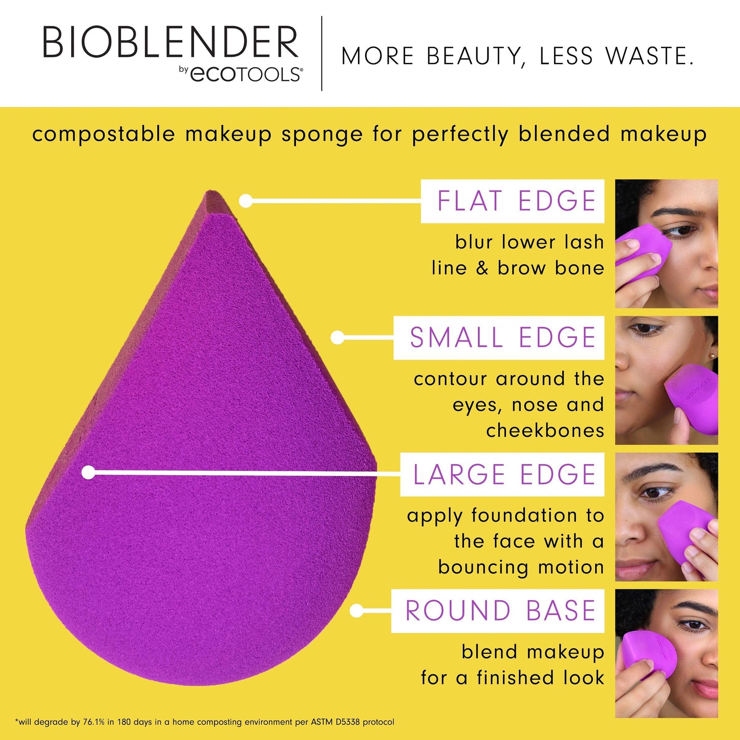 EcoTools Bioblender Makeup Sponge Duo, Compostable Makeup Blender, For Liquid & Cream Foundation, Seamless Application, Eco-Friendly Beauty Sponge Beauty & Personal Care EcoTools