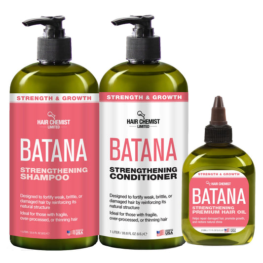 Hair Chemist Batana Strengthening Large Shampoo, Conditioner and Hair Oil Set (3-PC SET) - Batana Shampoo and Conditioner for Hair Growth, Thickening Beauty & Personal Care Hair Chemist