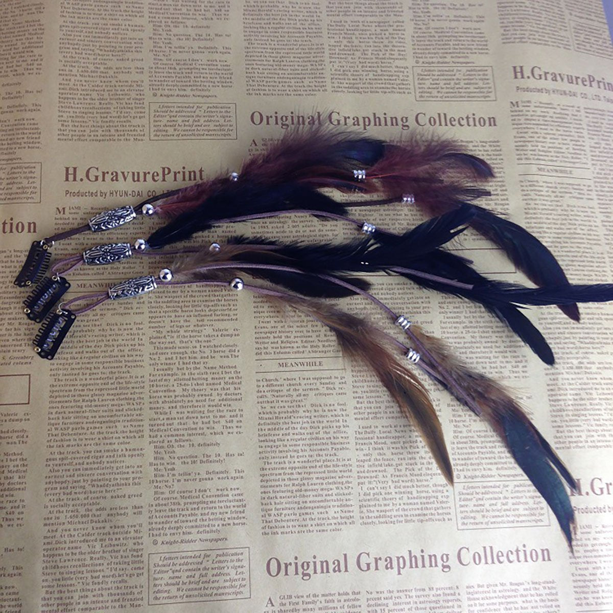 Set of 3 Handmade Boho Hippie Hair Extensions with Feather Clip Comb Headdress Hairpin DIY Accessories for Women Lady Beauty & Personal Care Fodattm