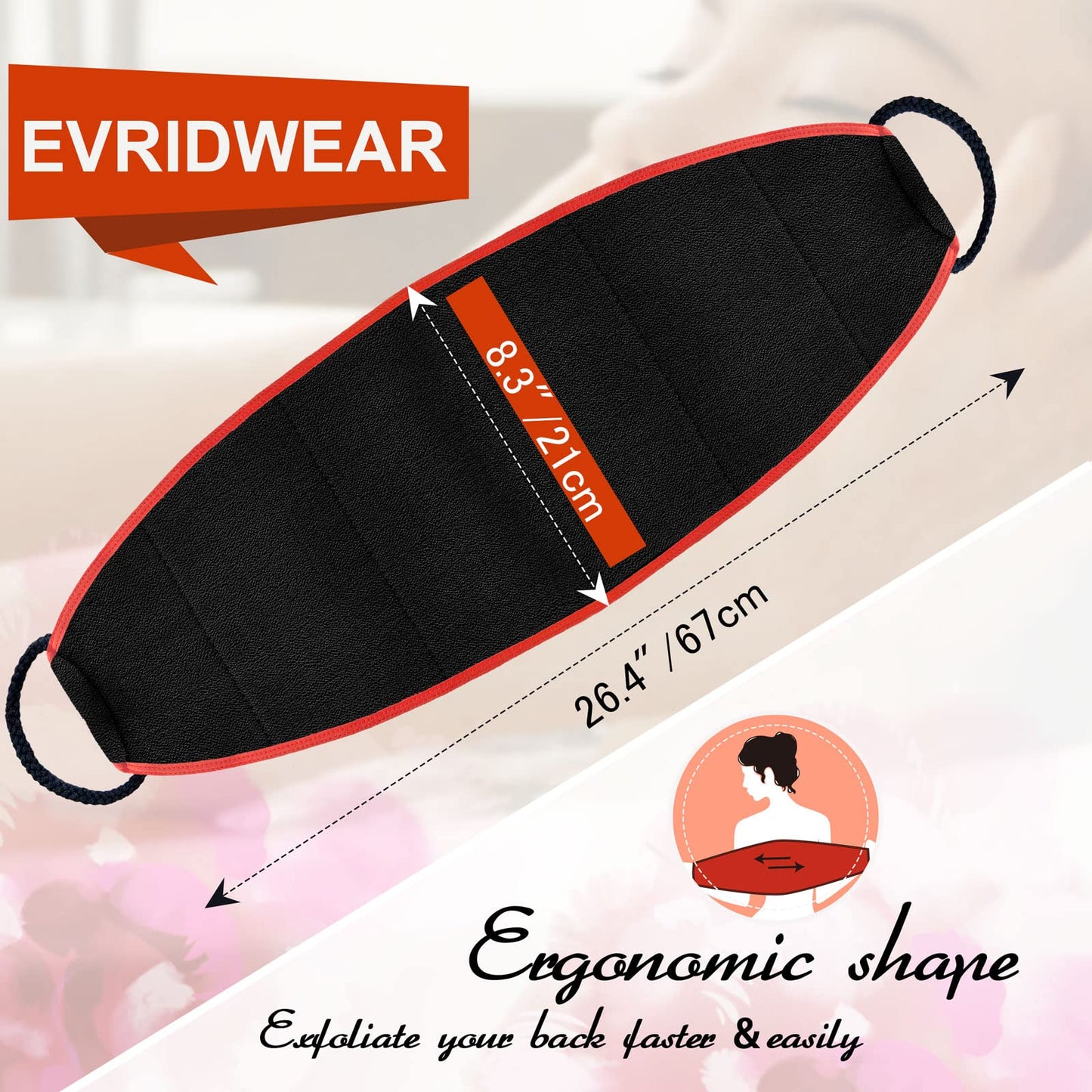Evridwear Exfoliating Body Scrubber with Handles Back Washer Back Scrubber for Shower Bath Dry Skin Whole Body Deep Clean Men Women(Heavy) Beauty & Personal Care Evridwear