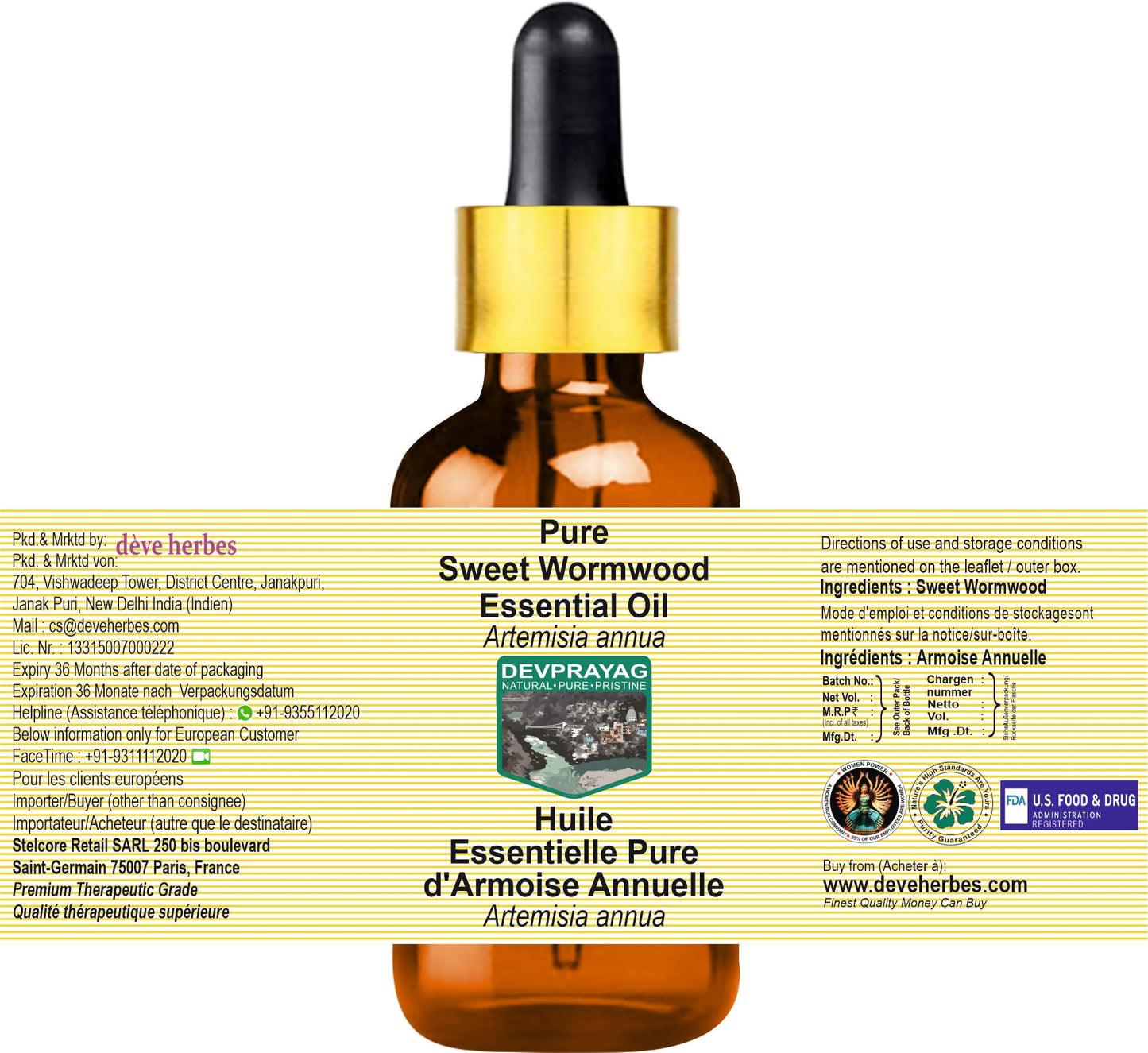 Devprayag Pure Sweet Wormwood Essential Oil (Artemisia annua) with Glass Dropper Steam Distilled 5ml Beauty and Personal Care DEVPRAYAG