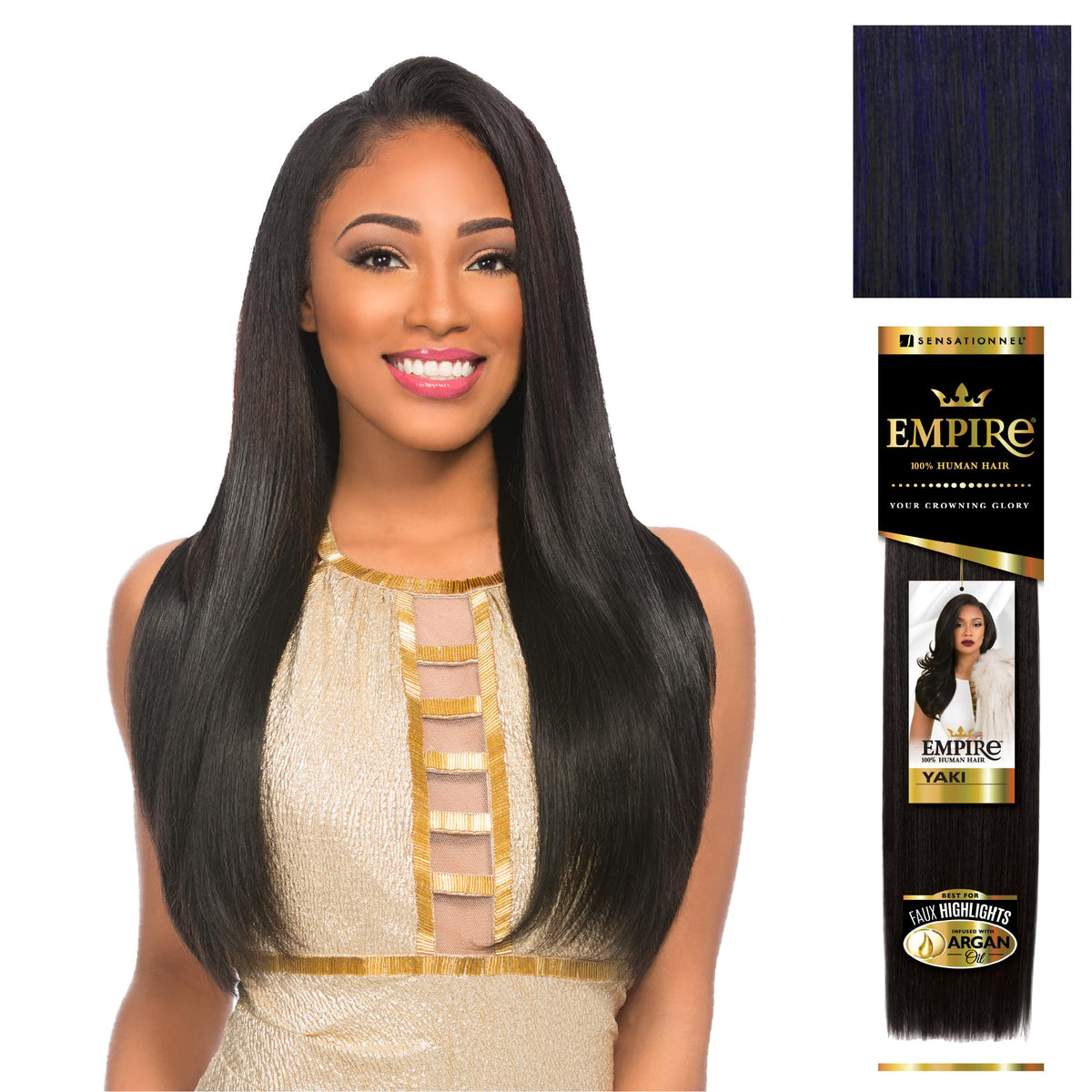 Sensationnel Empire Yaki Human Hair,1 Pack 10 inch, DARKBLUE
