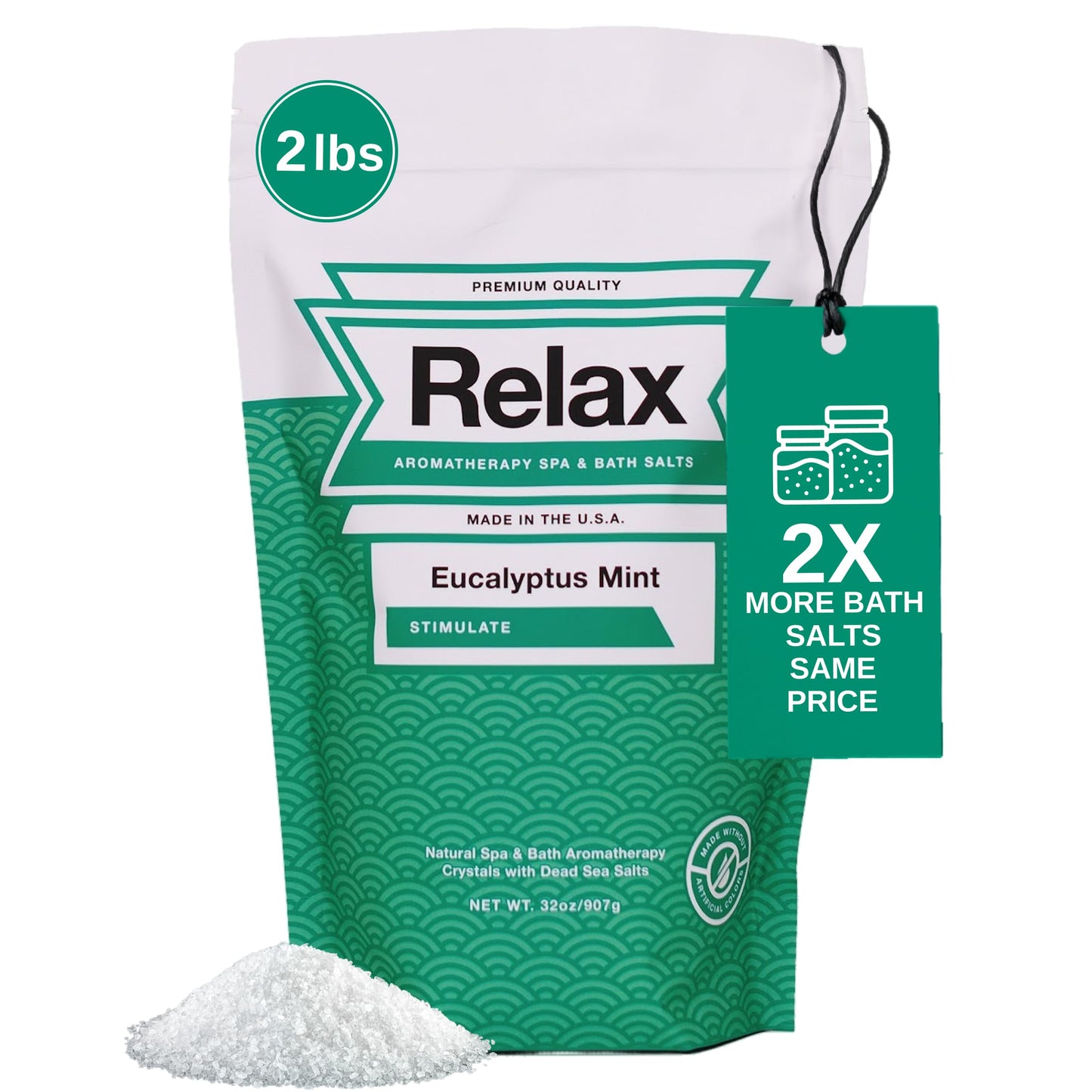Relax Spa & Bath Aromatherapy Bath Salts for Hot Tub, Bath, or Spa, 2LB Bag Infused with Magnesium, Bath Salt for Soaking, Eucalyptus Mint Scent Beauty and Personal Care Relax Spa & Bath