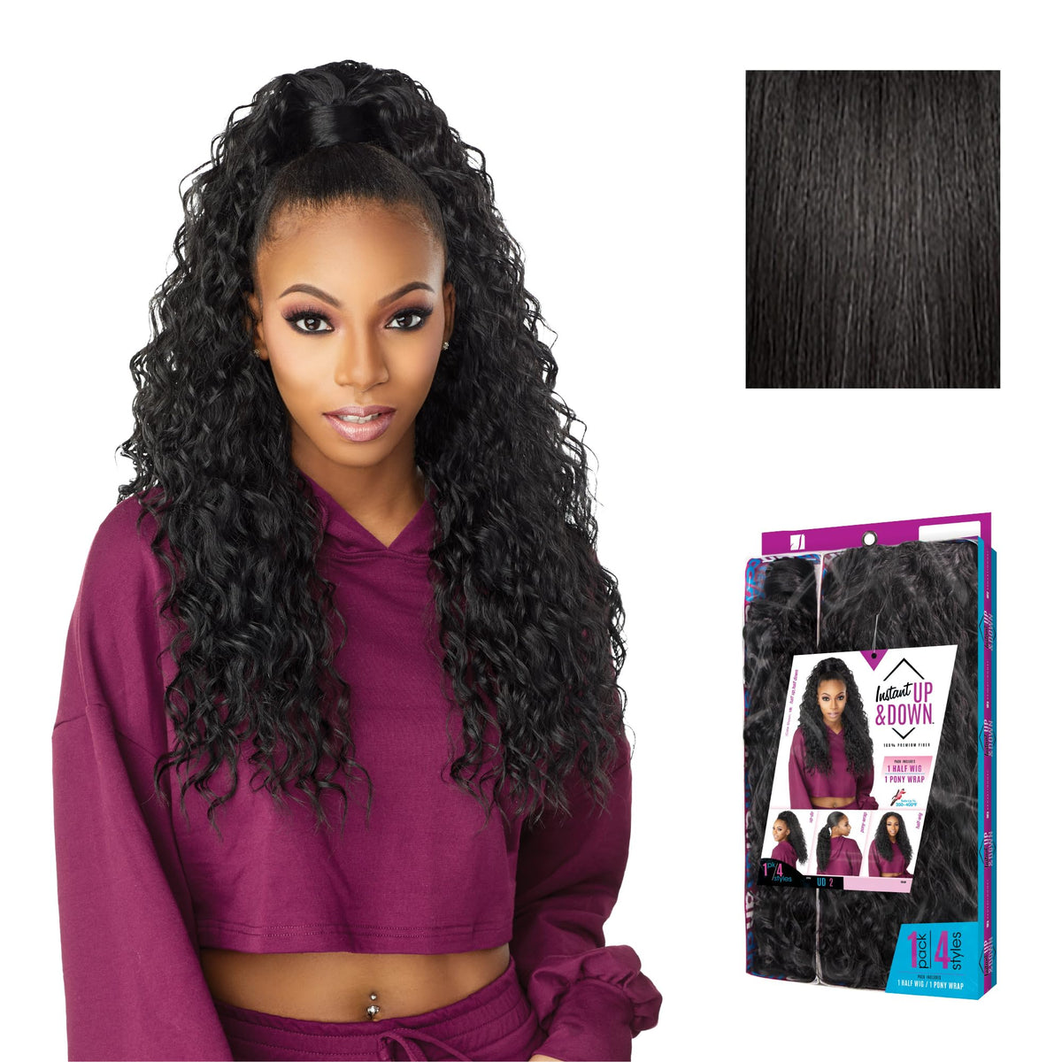 Sensationnel Instant Updown Halfwig Pony-Iud 2, 1B OFFBLACK