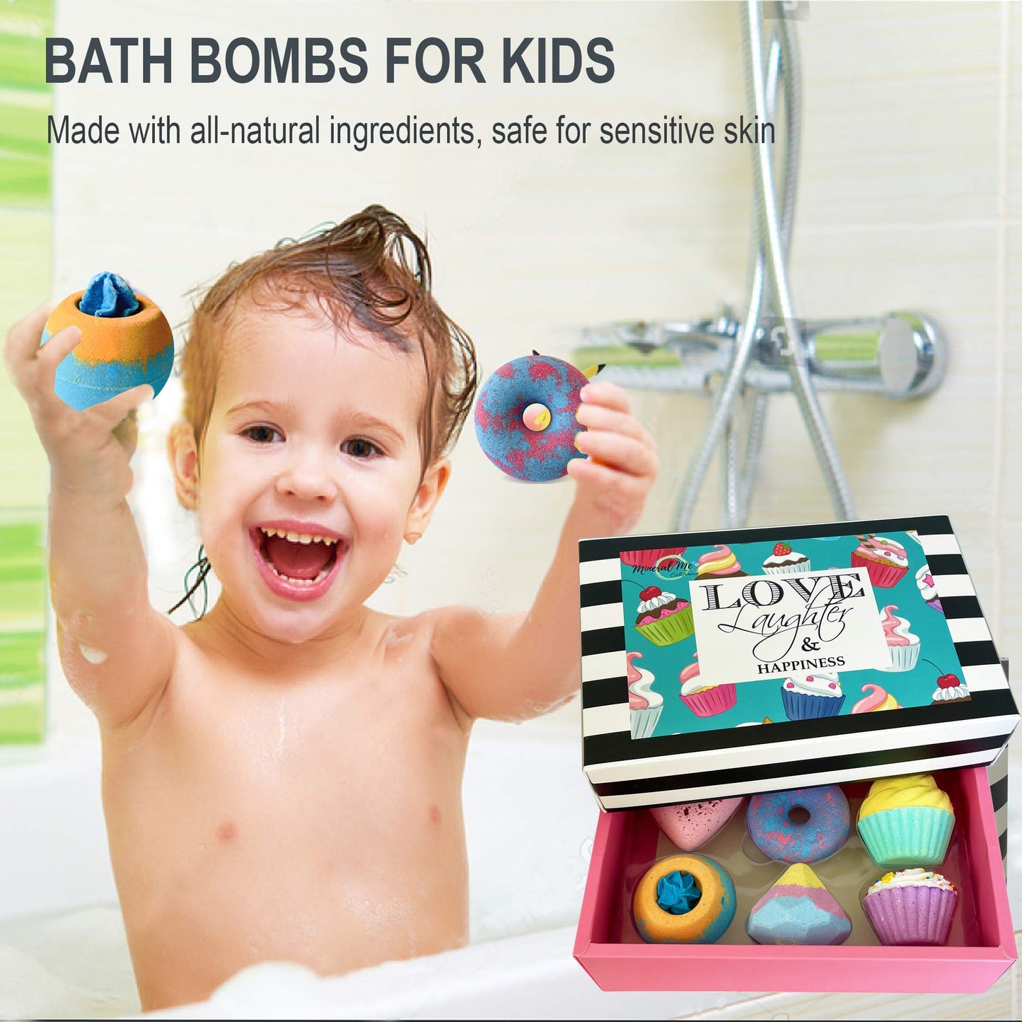 Bath Bombs for Girls - 6 Organic Bath Bombs Gift Set with Natural Ingredients, Aromatherapy Bubble Bath Fizzy for Kids, Teens, Women - Skin Beauty and Personal Care Mineral Me California