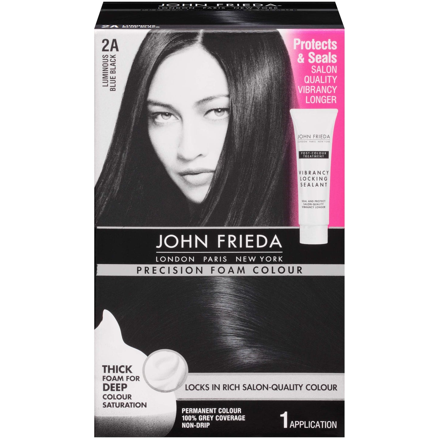 John Frieda Precision Foam Colour Permanent Hair Colour Kit Luminous Blue Black [2A] 1 Each (Pack of 2) Beauty & Personal Care John Frieda