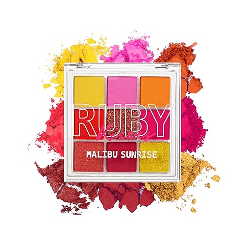 Ruby Kisses Eyeshadow Palette Highly Pigmented Eye Makeup 9 Shades Matte Shimmer Metallic Eyeshadow Palette (Malibu Sunrise) Beauty & Personal Care Ruby Kisses