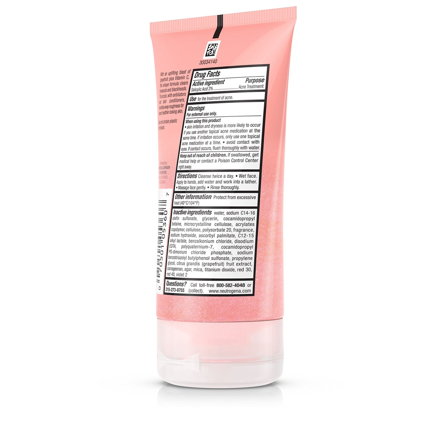 Neutrogena Oil-Free Acne Wash Pink Grapefruit Foaming Scrub, 4.2 Fl Oz Beauty & Personal Care Neutrogena