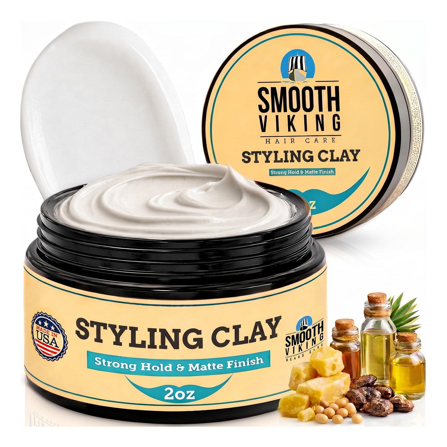 Smooth Viking Hair Clay for Men Strong Hold Matte Finish Pomade Texture Styling Paste Natural Thickening Hair Product Easy Wash Out All Type Hairs 2oz Beauty and Personal Care SMOOTH VIKING BEARD CARE