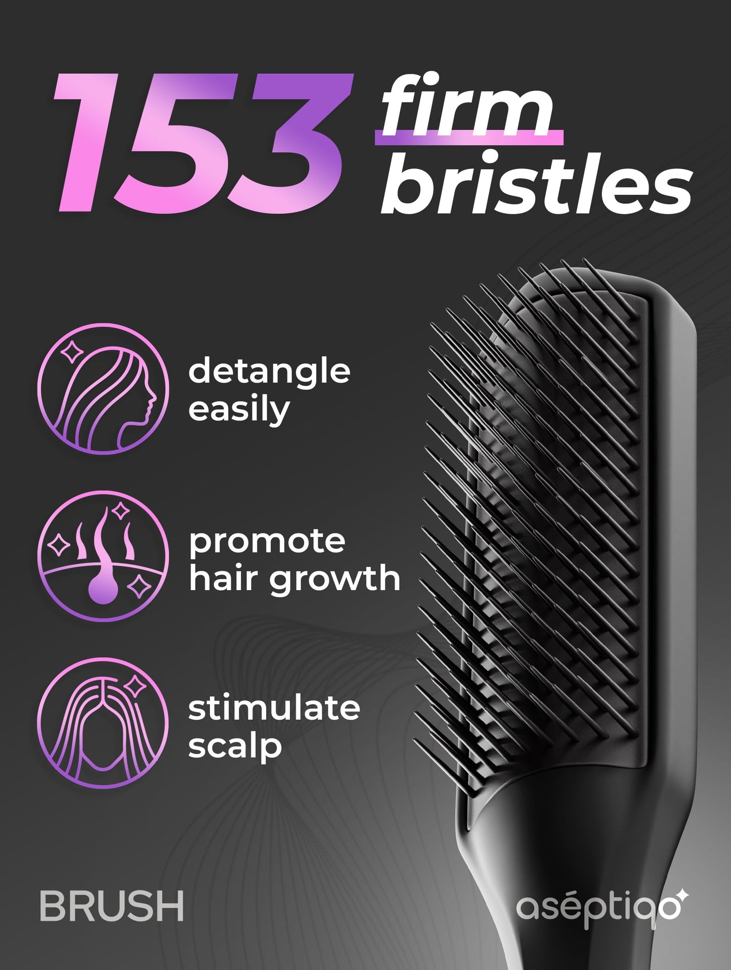 Aséptiqo Brush - Premium Detangling Hair Brush, Compact & Easy to Clean Multi Purpose HairBrush for Men, Women, Kids - Ideal for Straight to Wavy Beauty & Personal Care Aséptiqo