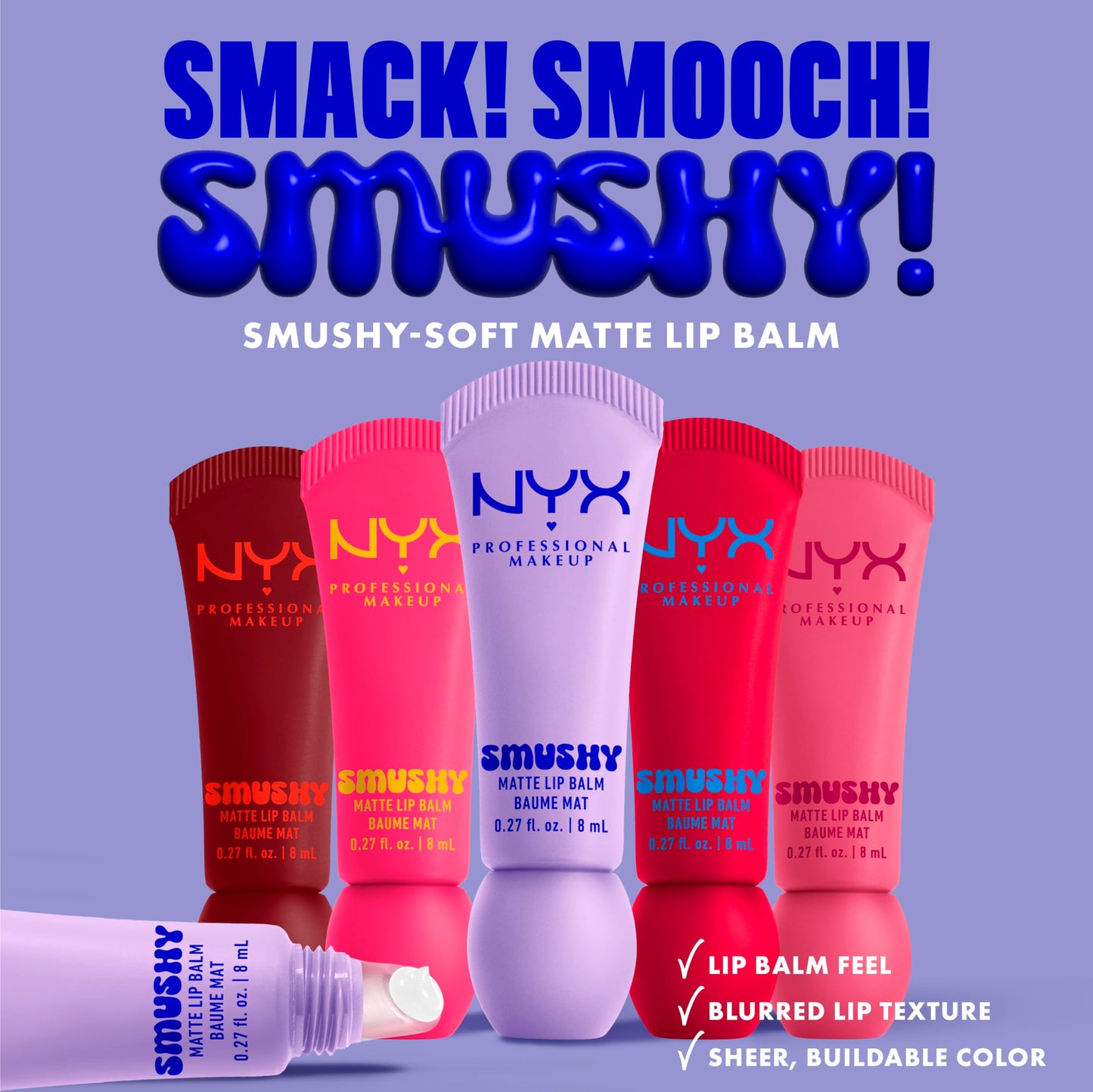 NYX PROFESSIONAL MAKEUP Smushy Matte Lip Balm, Tinted Lip Moisturizer with Soft, Matte Finish - Sassy Stuff (Candy Apple Red) Beauty & Personal Care NYX PROFESSIONAL MAKEUP