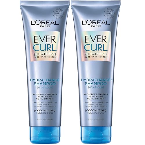 L'Oreal Paris EverCurl Sulfate Free Shampoo for Curly Hair, Lightweight, Anti-Frizz Hydration, Gentle on Curls, with Coconut Oil, 2 Count (8.5 Fl; Oz Beauty & Personal Care L'Oreal Paris