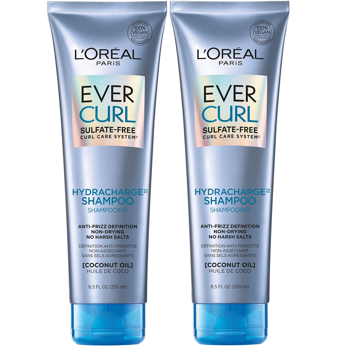 L'Oreal Paris EverCurl Sulfate Free Shampoo for Curly Hair, Lightweight, Anti-Frizz Hydration, Gentle on Curls, with Coconut Oil, 2 Count (8.5 Fl; Oz Beauty & Personal Care L'Oreal Paris