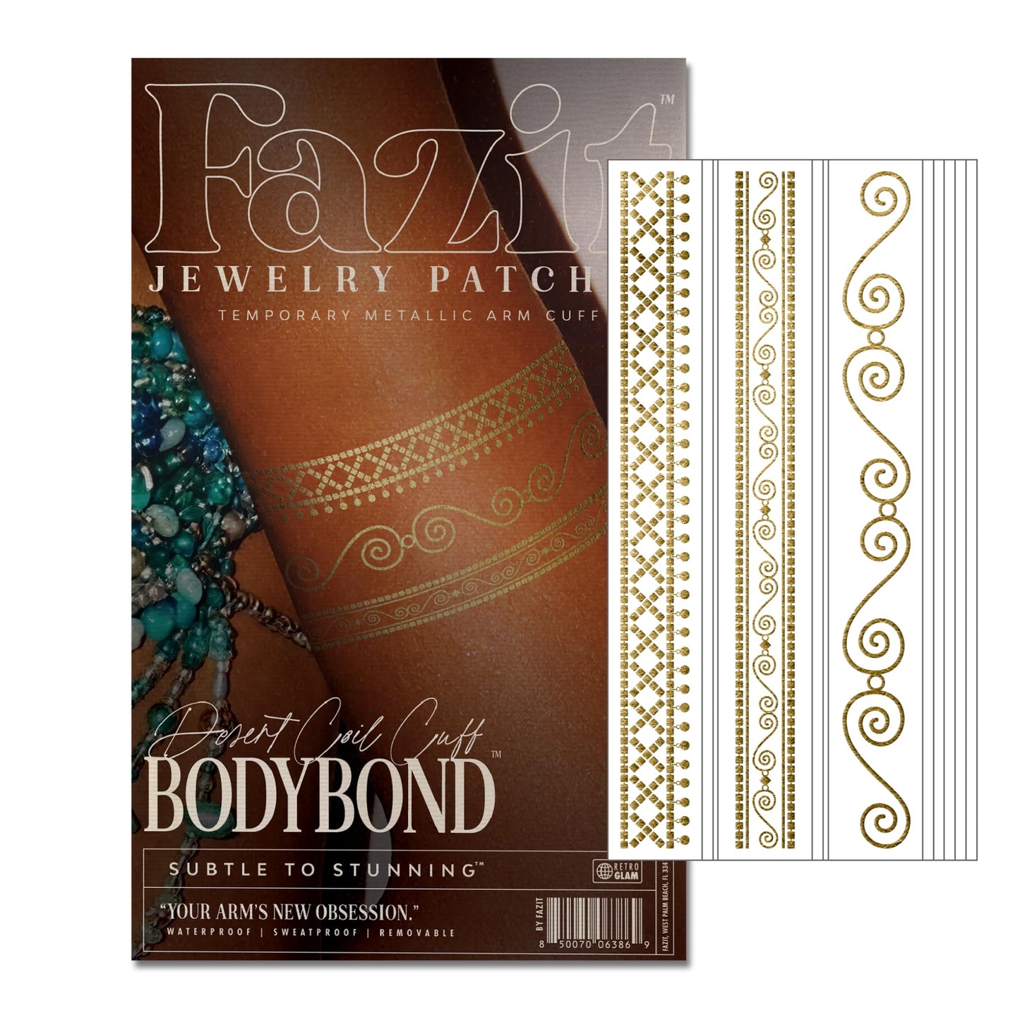 Fazit Makeup Patches - Desert Coil Cuff Bodybond - Glow Up Make-Up Patches - Cute Glitter Makeup Accessories for Women - Cosmetic Body Glitter Beauty & Personal Care Fazit