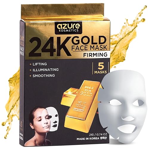 Azure Cosmetics 24K Gold Firming Face Mask- Anti Aging, Hydrating, Toning & Firming Facial Mask - Helps Reduce Wrinkles & Fine Lines with Hyaluronic Beauty & Personal Care Azure Cosmetics
