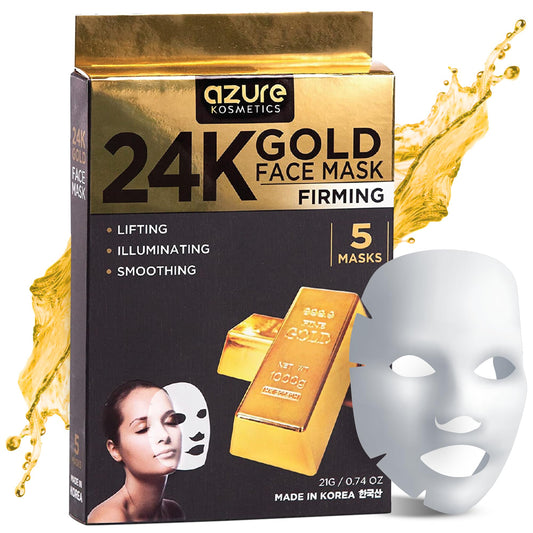Azure Cosmetics 24K Gold Firming Face Mask- Anti Aging, Hydrating, Toning & Firming Facial Mask - Helps Reduce Wrinkles & Fine Lines with Hyaluronic Beauty & Personal Care Azure Cosmetics